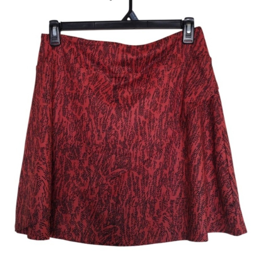 Eddie Bauer Mini Skirt Women L‎ Orange Black Animal Print Kacey Stretch Sporty